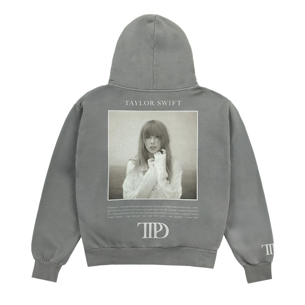 The Tortured Poets Department Grey Hoodie Taylor Swift Medium